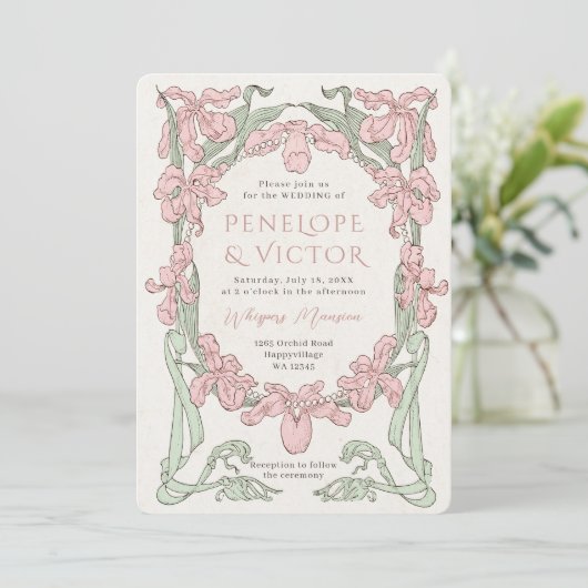 Orchidee Lijst Uitnodiging (Staand voorkant)
