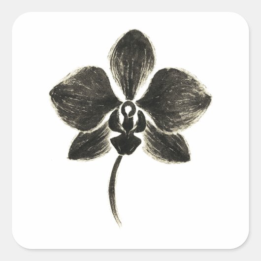 Orchidee Line Drawing – Bloemen Sticker (Voorkant)