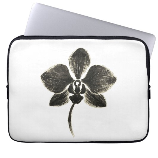 Orchidee Line Drawing – Botanische laptophoes Laptop Sleeve (Voorkant)