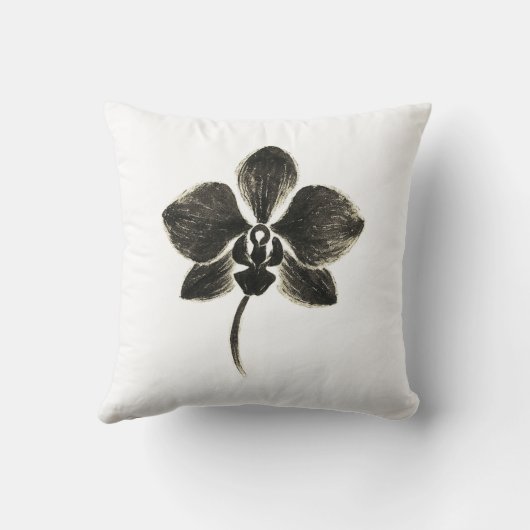 Orchidee Line Drawing – Floral Design op Kussen (Achterkant)