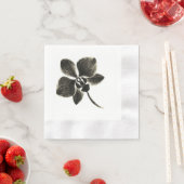 Orchidee Line Drawing – Inkt Floral Design op Servet (Insitu)