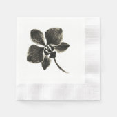 Orchidee Line Drawing – Inkt Floral Design op Servet (Voorkant)