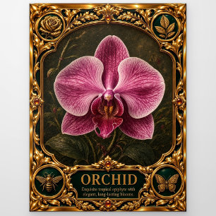 Orchidee, met juwelen bezette erfstuk kunst briefkaart