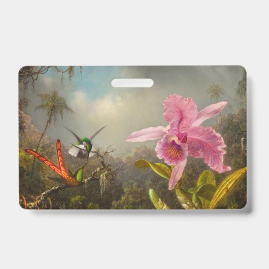 Orchidee met twee kolibries Heade Badge (Voorzijde)