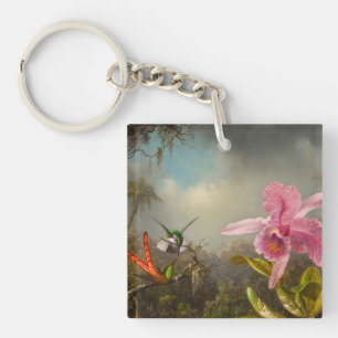 Orchidee met Twee Kolibries Heade Sleutelhanger