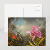 Orchidee met twee kolibries kop briefkaart (Voorkant / Achterkant)