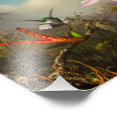 Orchidee met twee kolibries kop foto afdruk (Hoek)