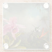 Orchidee met twee kolibries kop glazen onderzetter (Achterkant)