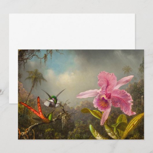 Orchidee met twee kolibries kop kaart (Voorkant / Achterkant)