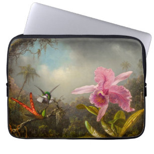 Orchidee met twee kolibries kop laptop sleeve