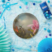 Orchidee met twee kolibries kop papieren bordje (Feest)