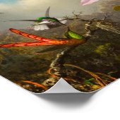 Orchidee met twee kolibries kop poster (Hoek)