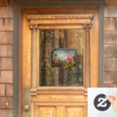 Orchidee met twee kolibries kop raamsticker (Huis Deur)