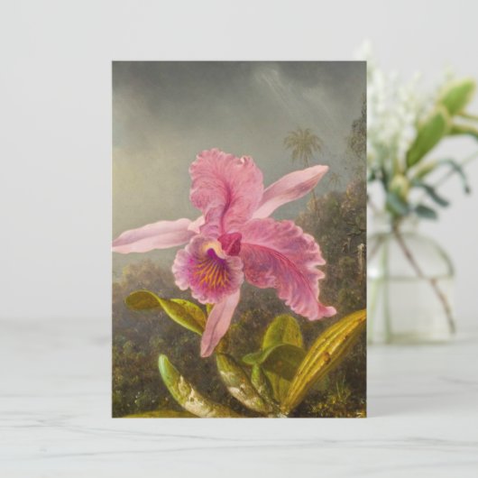 Orchidee met twee kolibries kop save the date (Staand voorkant)