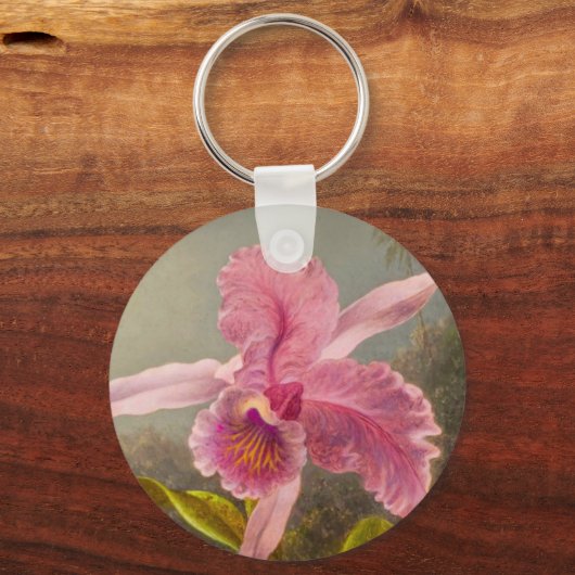 Orchidee met twee kolibries kop sleutelhanger (Voorkant)