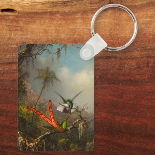 Orchidee met twee kolibries kop sleutelhanger (Achterkant)