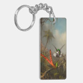 Orchidee met twee kolibries kop sleutelhanger (Voorkant Links)