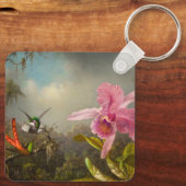 Orchidee met twee kolibries kop sleutelhanger (Achterkant)