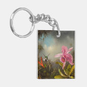 Orchidee met twee kolibries kop sleutelhanger (Voorkant Links)