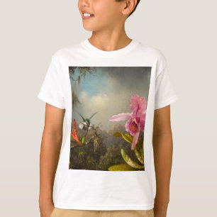 Orchidee met twee kolibries kop t-shirt