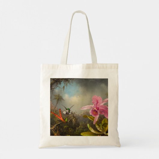 Orchidee met twee kolibries kop tote bag (Achterkant)