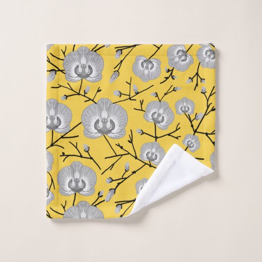 orchidee mosterdpatroon bad handdoek (Wasdoekje)