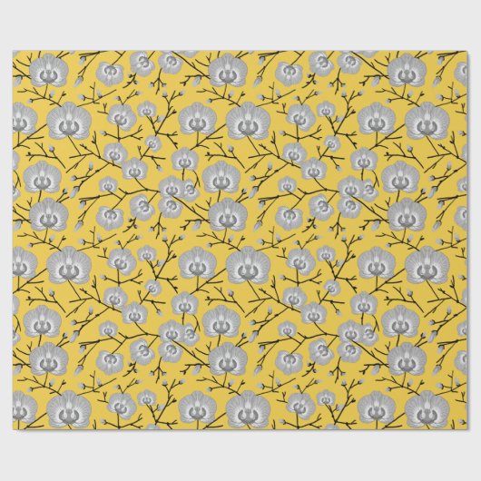 orchidee mosterdpatroon cadeaupapier (Vlak)