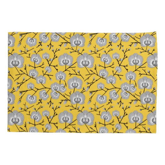 orchidee mosterdpatroon kussensloop (Achterkant)