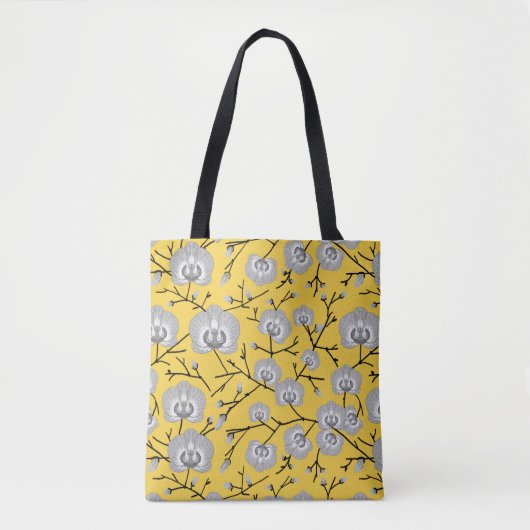 orchidee mosterdpatroon tote bag (Voorkant)