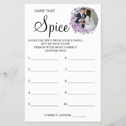 Orchidee Naam die Specerij Bruidsdouche spelkaart Flyer (Voorkant)