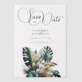 Orchidee oerwoud gebladerte tropisch bos save date vellum uitnodigingen (Voorkant)