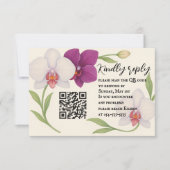 Orchidee Omhelzing QR Code RSVP Kaart (Voorkant)
