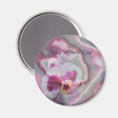 Orchidee op abstracte achtergrond met aangepaste t magneet (Voorkant / Achterkant)