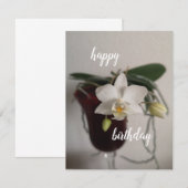 orchidee op verjaardagskaart van rood glas (Voorkant / Achterkant)