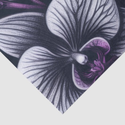 Orchidee Orchideeën Bloemen Zwart Paarse Moody Dec Tissuepapier (Detail)