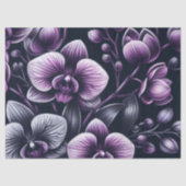 Orchidee Orchideeën Bloemen Zwart Paarse Moody Dec Tissuepapier (Voorkant)