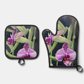 Orchidee Oven Mitt en Pot Holder set (Voorkant)