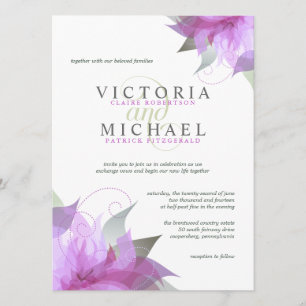 Orchidee Paars Floral Wedding Invitations Kaart