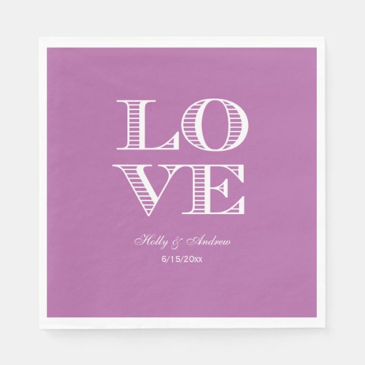 Orchidee Paars, Witte LOVE Servetten (Voorkant)
