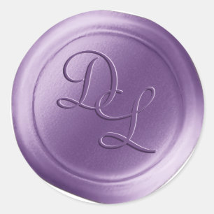 Orchidee Paarse 2 Letter Monogram Wax Seal Sticker