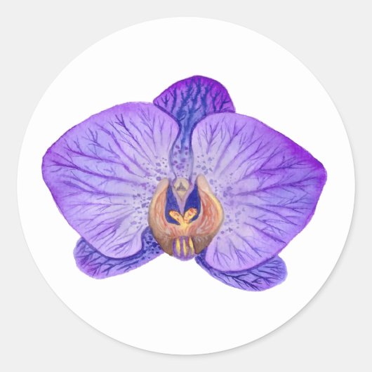 Orchidee Paarse Classic Ronde Sticker (Voorkant)
