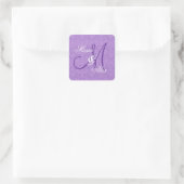 Orchidee Paarse Damask Bruiloft Monogram S530A Vierkante Sticker (Tas)