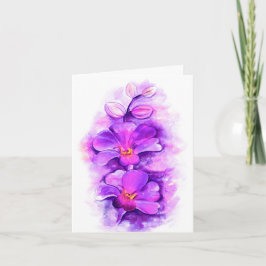 Orchidee paarse florale waterverf bedankkaart