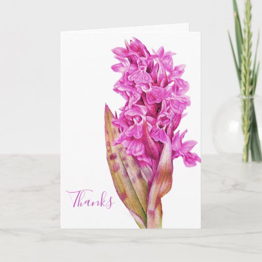 Orchidee paarse roze bruiloft bedankje bedankkaart (Voorkant)