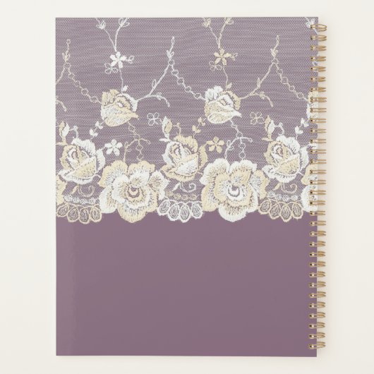 Orchidee Paarse Witte kant Bloemen Planner (Achterkant)