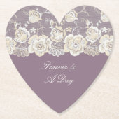 Orchidee Paarse Witte Lace Bloemen Huwelijk Kartonnen Onderzetters (Voorkant)