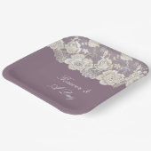 Orchidee Paarse Witte Lace Bloemen Huwelijk Papieren Bordje (Gebogen)