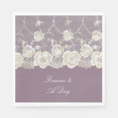 Orchidee Paarse Witte Lace Bloemen Huwelijk Servet (Voorkant)