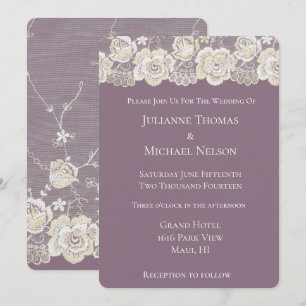 Orchidee Paarse Witte Lace Floral Romantische brui Kaart