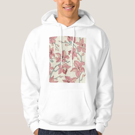 Orchidee  Patroon: Elegant papier Hoodie (Voorkant)